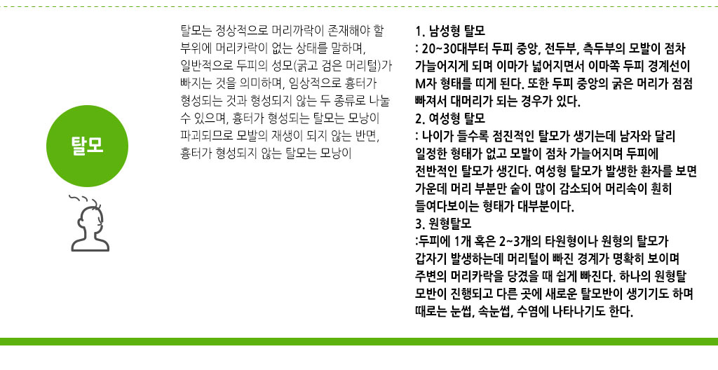 한국한의원, 한국한의원 피부 클리닉, 치료범위, 탈모
